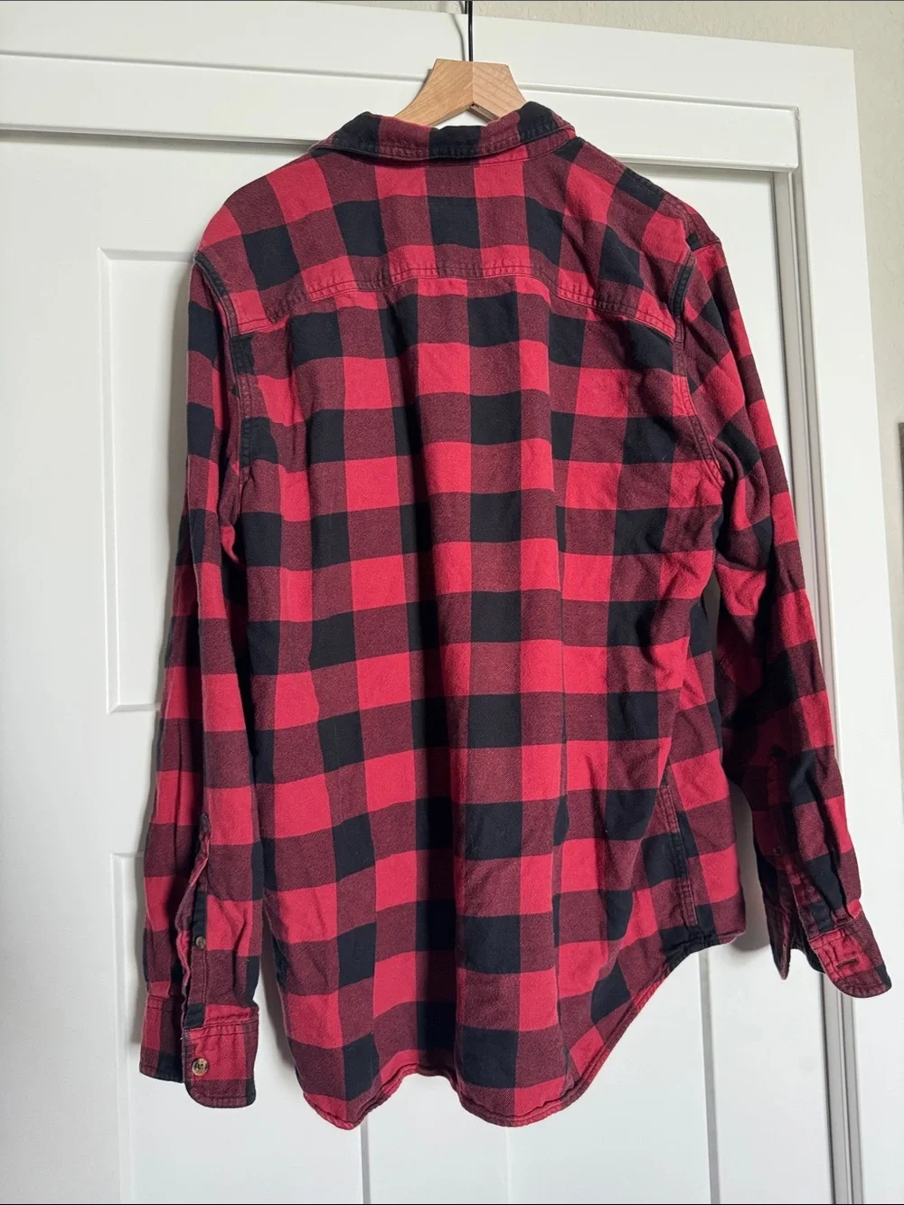 Timberland Red and Black Plaid Button-Up Shirt